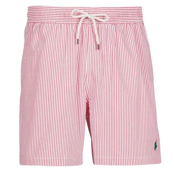Polo Ralph Lauren Traveler Mens Red White Seersucker Swim Trunks Shorts Size XXL - Picture 1 of 10